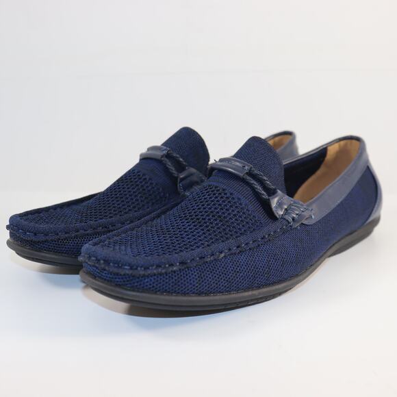 Aston Marc Navy Knit Loafers | Men’s Size 12 | Lightweight Slip-On Dress Casual - Picture 2 of 6